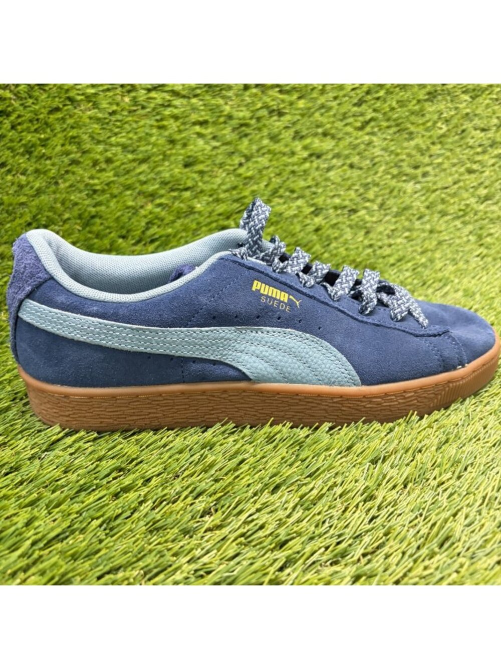 PUMA Suede Fuzzy Mens Size 7 Blue Gum Athletic Walking Suede Shoes Sneakers